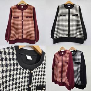 [강물처럼]위쉬몰 MN 체크배색진주콩가디건(T488H512) 빅사이즈