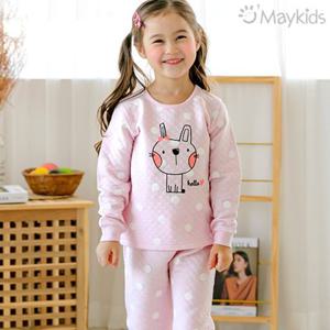 [메이키즈]도트토끼 오가닉 보온내의