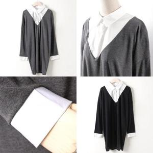 [강물처럼]위쉬몰 NB 브이카라롱셔츠티(0066H302) 빅사이즈 (965