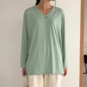 [강물처럼]아이우먼 송이브이넥루즈긴팔티 SSN926M302 빅사이즈