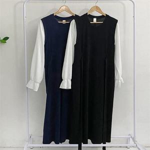 [강물처럼]빅사이즈사랑해요 K913L302 배색골지리본롱원피스 GO