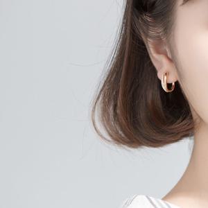 에르모사제이 E075 은귀걸이 / 실버 925 원터치 큐빅 링 귀걸이