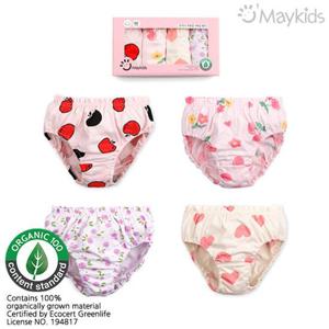 [메이키즈]쁘띠핑크 오가닉 여아4매입 삼각