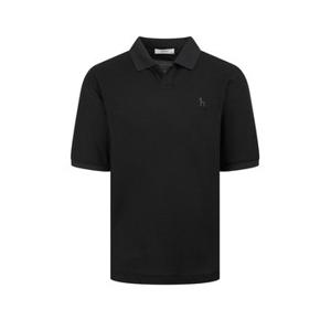 헤지스 남성 25SS 블랙 단색 면혼방 반팔카라티셔츠 WHTS5B892BK