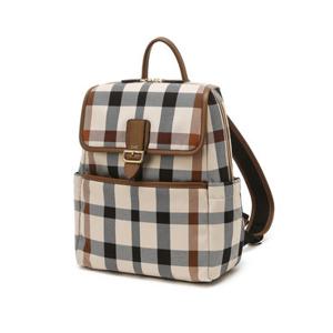 닥스 액세서리 25FW 그레이트하우스체크 브라운 체크 가죽 배색 자카드 백팩 DCBA5F639W2