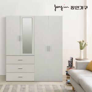 장인가구 블리스 1600 옷장세트(800 3단서랍 거울행거+800 행거)