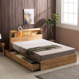 장인가구 히든 LED 3단 수납 원목 침대 Q 볼라텍폼스50T독립