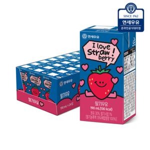 연세우유 딸기 멸균우유 190ml 24팩 / 연세 멸균 두유