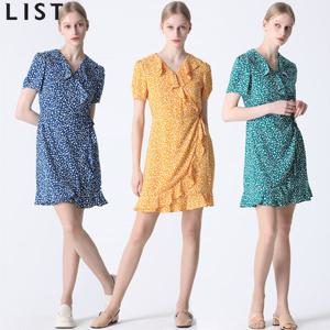 [리스트][리스트] 홀리데이 키치 플라워 프릴 랩 원피스