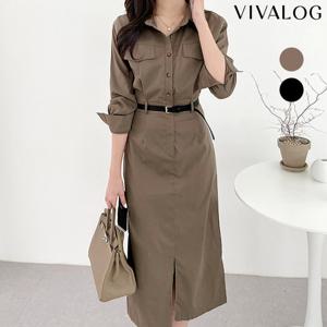 [비바로그][비바로그]  그란데 벨티드 셔츠형 원피스