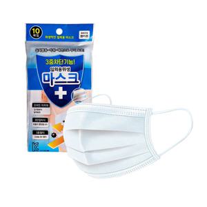 나무이야기 일회용 위생 마스크 대형 화이트 10P 휴대용 3중 미세먼지 차단 텐탈 마스크