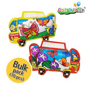 컬러룬 스쿨버스 10인 꾸미기 색칠 입체 풍선 완구