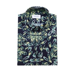 [예작(셔츠)]반소매 일반핏 시어써커 밑일자 스냅버튼 프린트 YJEMBA610-YE