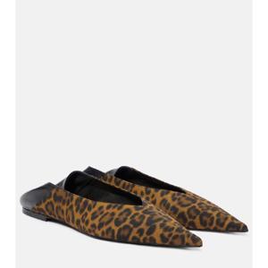 생로랑 Nour 05 레오파드 프린트 레더 트리밍 뮬 P00892579