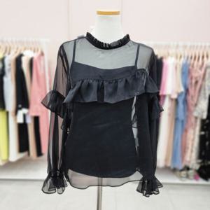 [샤틴]하이넥 프릴포인트 시스루 블라우스(나시)S233B252A_JK