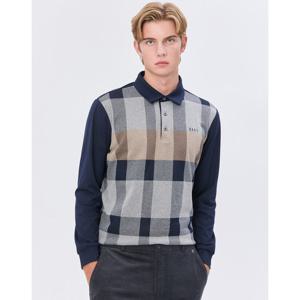 닥스 골프 남성 24FW 스테디셀러체크 스트레치 긴팔 폴로티셔츠 (NAVY) WGTS4D102N3