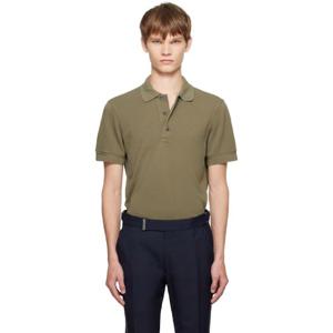 톰포드 폴로셔츠 카키 피케 폴로 셔츠 252076M212004