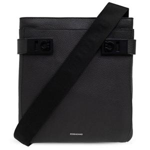 26 SS 페라가모 간치니 락 로고 프린트 숄더백 블랙 775173