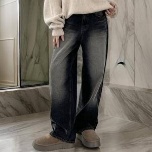 [다잇템][다잇템] 여자 통바지 보온 검정데님 면바지_19885186_5