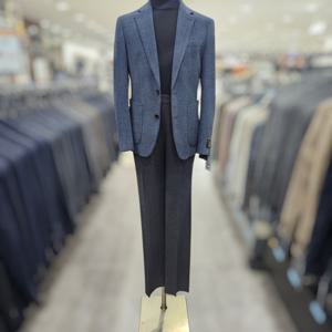 [바쏘옴므]네이비 순모 헤링본 캐주얼 콤비 자켓 WSY3JS14ANY_DG