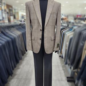 [바쏘옴므]베이지 체크 순모 셋업자켓 WSY3JQ26ABG_DG