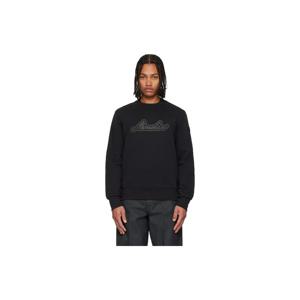 몽클레어 스웨트셔츠 블랙 커시브 로고 코튼 스웨트셔츠 252111M204036