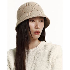 [겨울모자] 베이지 로고패턴 울혼방 버킷햇 HIHE5F800I3