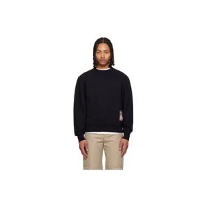 버버리 스웨트셔츠 블랙 체크 라벨 코튼 후디 261376M204000