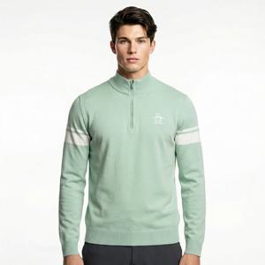 [먼싱웨어]남성 소매포인트 반집업 스웨터 민트 MR121MSW13