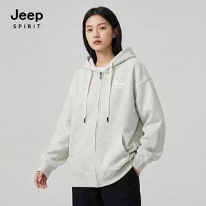 JEEP SPIRIT 공용 지프로고 후디 집업점퍼 오트밀 (JSFAJK16)
