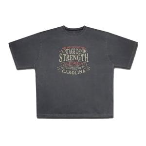 남여공용 오버핏 빈티지 피그먼트 반팔 티셔츠 OF-TSH-Q009-차콜