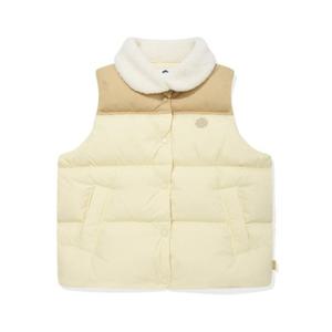 M 와키윌리조끼 CQK MG2404DP62BT 우먼스 퍼카라 배색 다운베스트 버터 옐로우