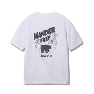지프 원더프리 베어 루즈핏 남녀공용 반팔 티셔츠 JQ2TSU105WH