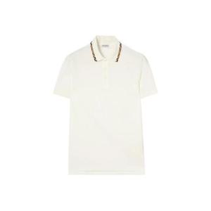 버버리 체크 트리밍 코튼 폴로 셔츠 8126955