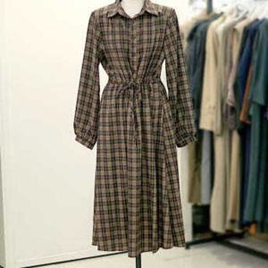 [메종블랑쉬]체크 배색 패턴 스트링 셔츠 원피스 ARAM254MOPA53