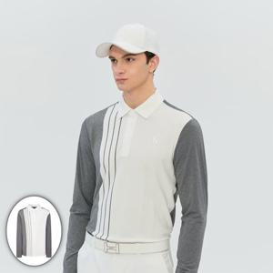 [헤지스골프] 남성 니트 하이브리드 카라 티셔츠 그레이 HUTS6A214G2