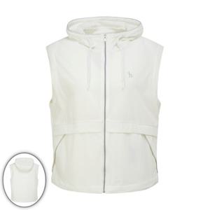 [헤지스골프] 여성 등판 메쉬 후디 베스트 집업 화이트 HWJU6B312OW