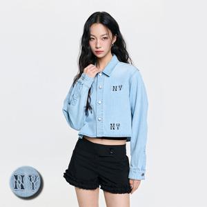 MLB 여성 클래식 컷오프 모노그램 크롭 데님셔츠 (3FDRM0661)