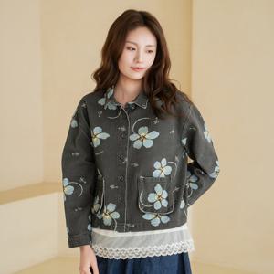 엄마옷 마담4060 [내추럴포엠]블루꽃자켓 여성 데일리 -ZJK2603008-