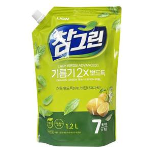 식기세척제 참그린 레몬 녹차 뽀드득 주방세제 리필 -O 1.2L