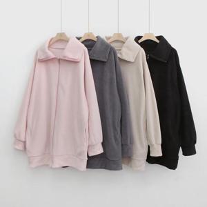 [강물처럼]빅사이즈아우터 K604L510 윈터플리스롱하프집업 EM (4