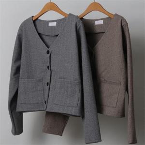 [강물처럼]빅사이즈사랑해요 J458L211 헤링본브이재그자켓 CH (9