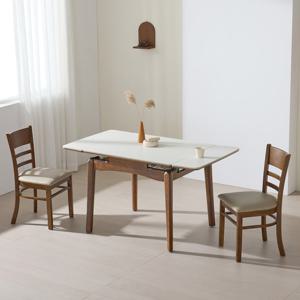 타볼라 루트 무광 통세라믹 원목 접이식 2인용 4인용 확장형 식탁세트(의자2)