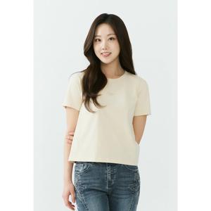 [26SS] 여성) 20수 스몰 로고 슬림 베이직 반팔 티셔츠 AQ2WTS451-BE