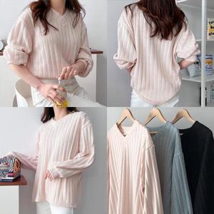 [강물처럼]위쉬몰 SS 브이넥니트긴팔티셔츠(G512H302) 빅사이즈