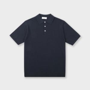 [본(정장)]면혼방 캐주얼 반팔 네이비 카라 니트 BN4MSW855