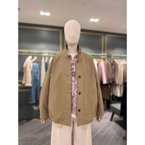 [시슬리]싱글 버튼 루즈핏 하프 트렌치 코트 SACT70611