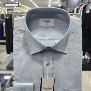 [레노마셔츠]린넨 혼방 잔체크 도비 일반핏 RQSSG1421B_DG