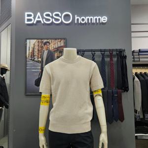 [바쏘옴므]심플 포인트배색여름쿨니트라운드셔츠WSZ2WR21_OD_OD