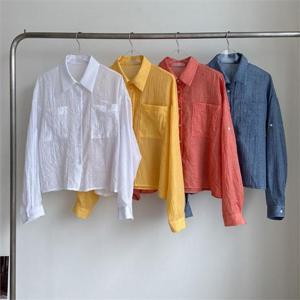 [강물처럼]빅사이즈사랑해요 P315L305 아사줄지포켓카라셔츠 IR